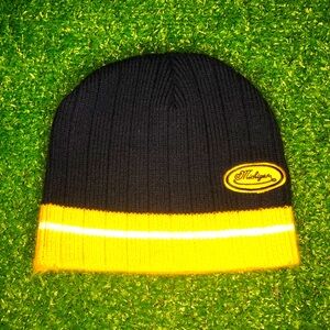 University Of Michigan Gray, Yellow, and Navy Striped Beanie Size Regular Fit